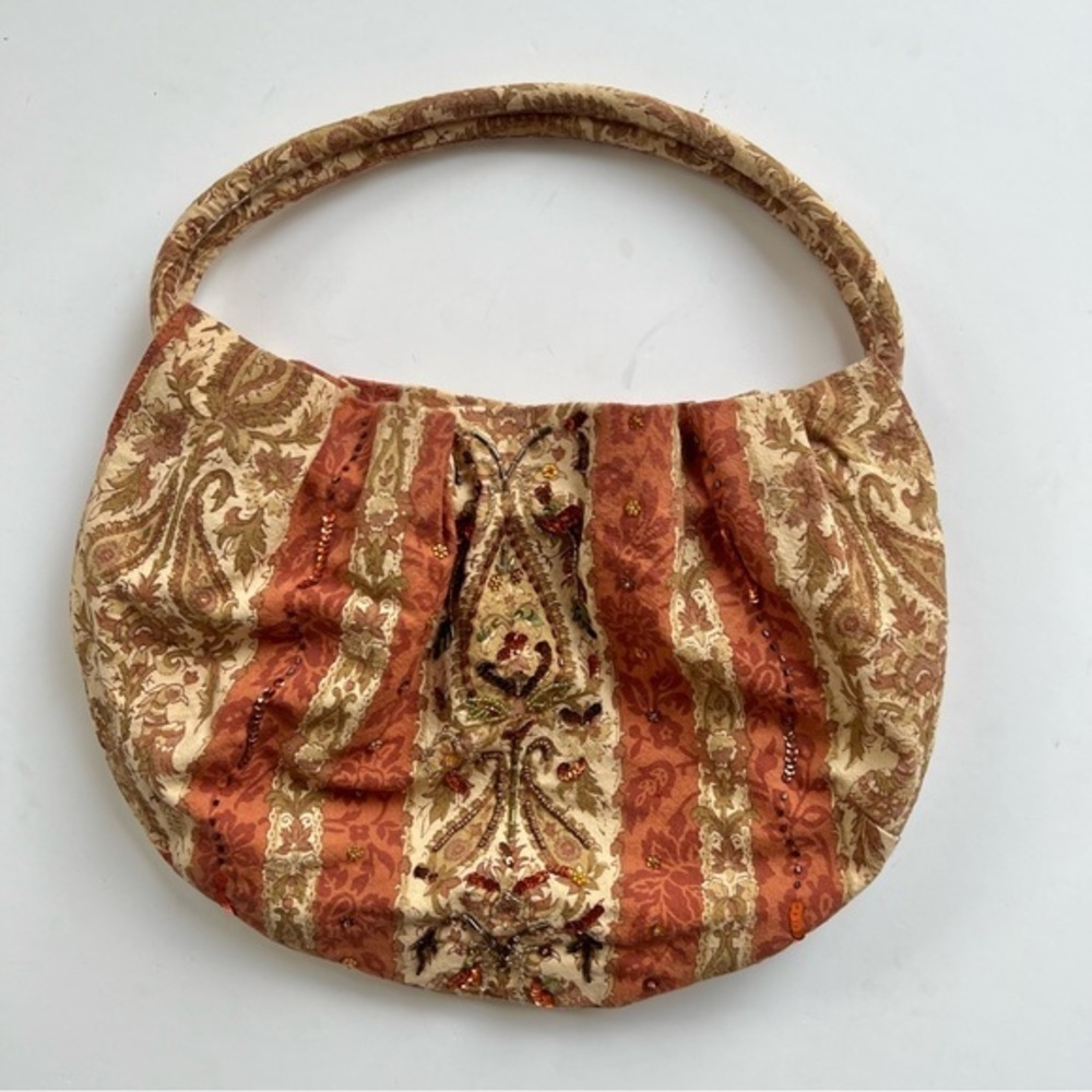 Christian Livingston Vintage Tapestry Beaded Sequins Hand Bag Medium